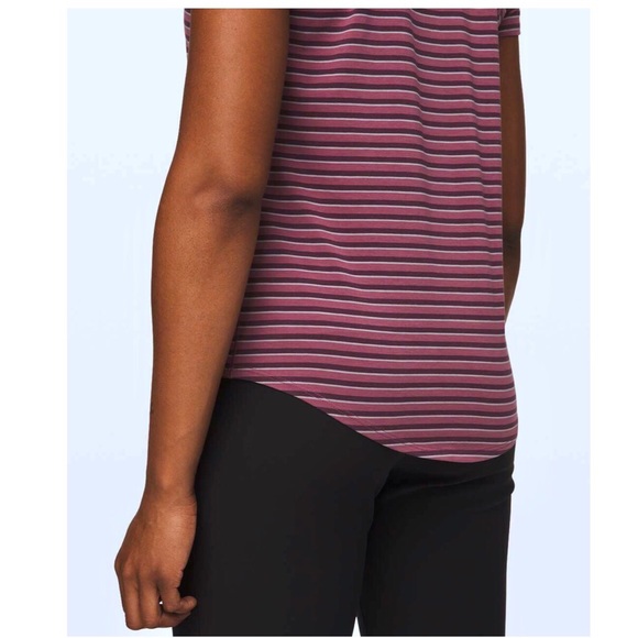 Lululemon V Neck Love Tee Striped Plum - Picture 3 of 12